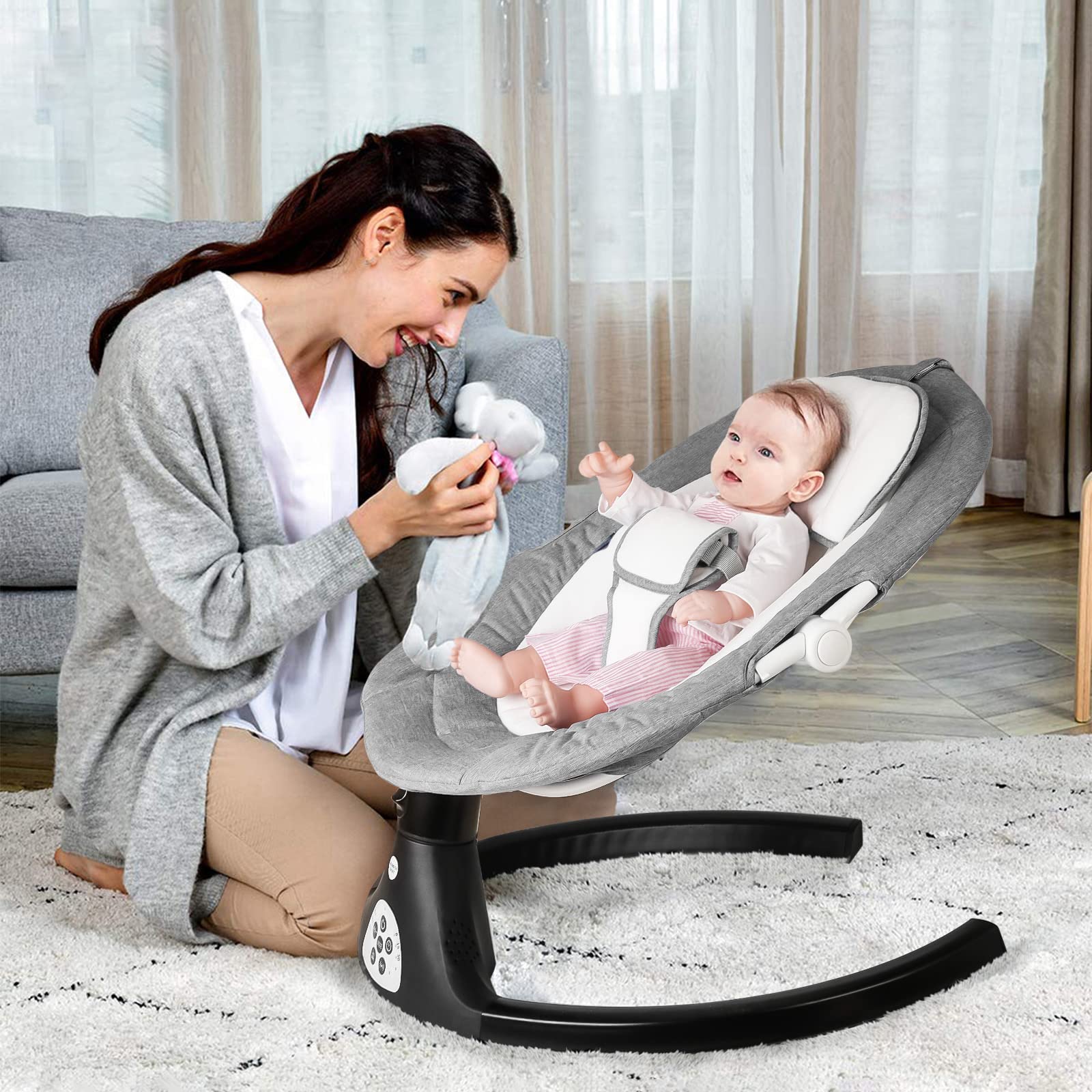MISSAA Baby Swing - Balancín eléctrico Bluetooth para bebés con 5